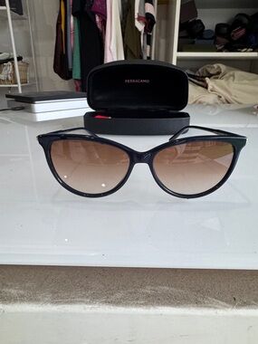 Salvatore Ferragamo Black Sunglasses with Brown Gradient Lenses